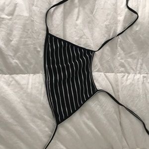 American Apparel Striped Tie Halter Crop Top